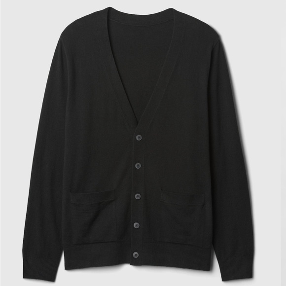Gap Charcoal Grey 100% Extra Fine Merino Wool Cardigan - Picture 1 of 13